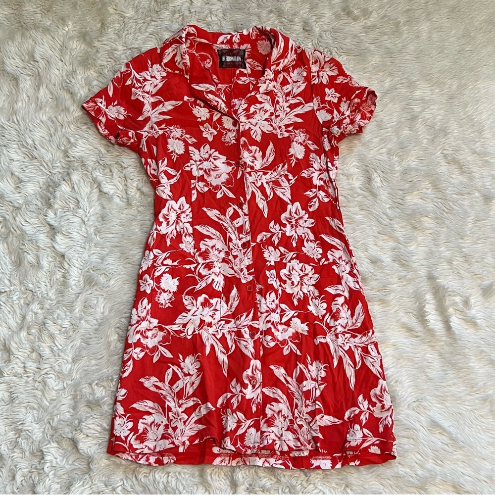 Reformation Plymouth Shirtdress in Red Hawaiian - Size 2